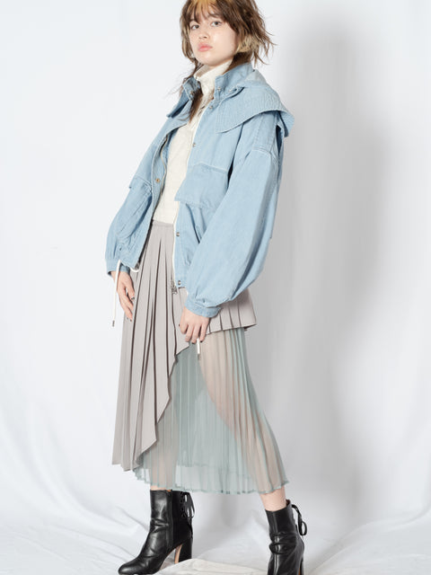 DENIM HOODED BLOUSON
