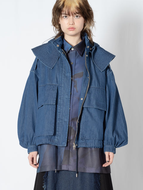 DENIM HOODED BLOUSON