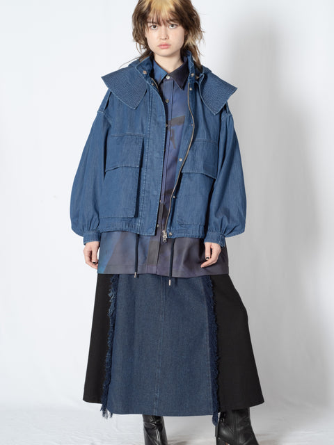 DENIM HOODED BLOUSON