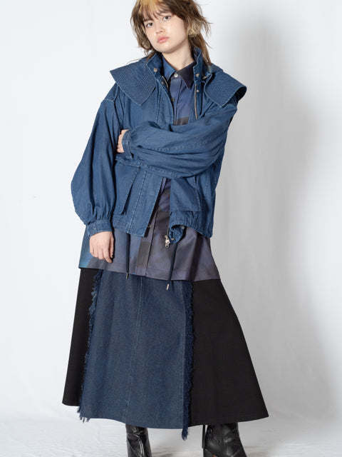 DENIM HOODED BLOUSON