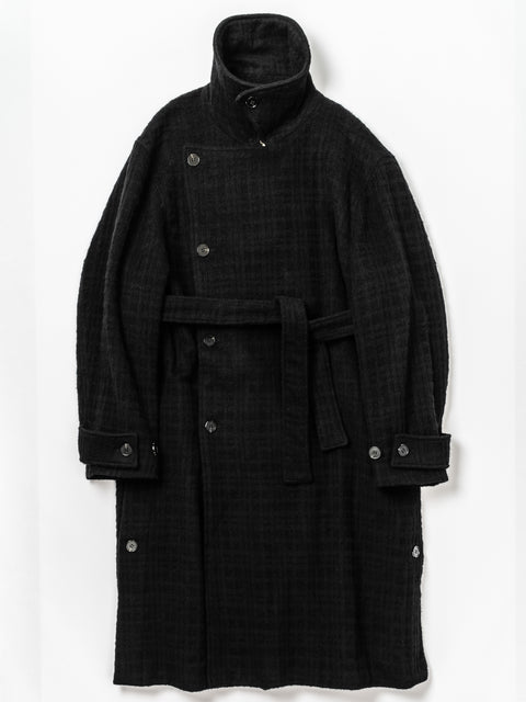 SHAGGIE WOOL CHECK WRAP COAT