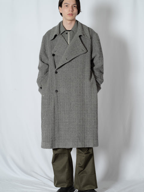 SHAGGIE WOOL CHECK WRAP COAT