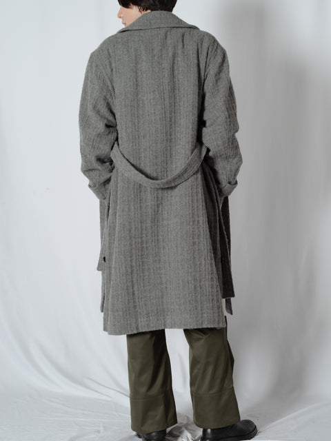 SHAGGIE WOOL CHECK WRAP COAT