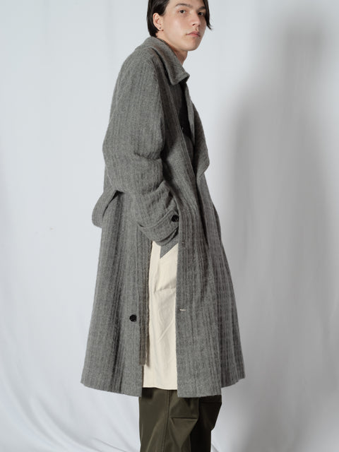 SHAGGIE WOOL CHECK WRAP COAT