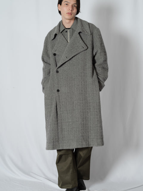 SHAGGIE WOOL CHECK WRAP COAT