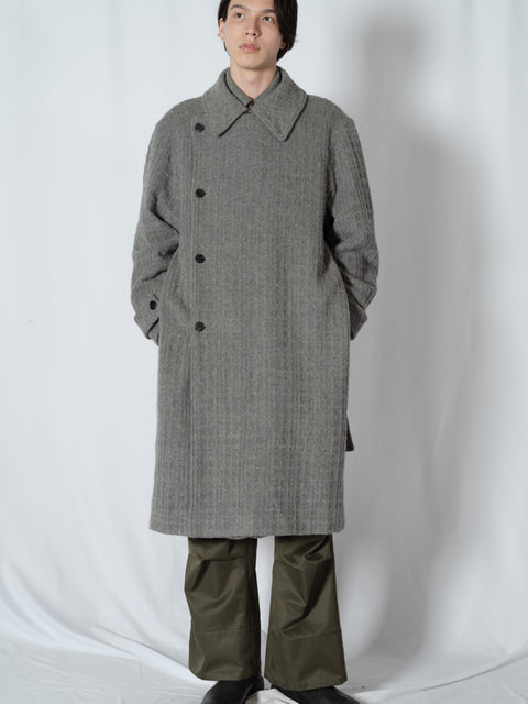 SHAGGIE WOOL CHECK WRAP COAT