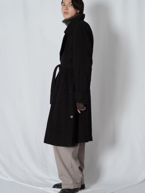 SHAGGIE WOOL CHECK WRAP COAT