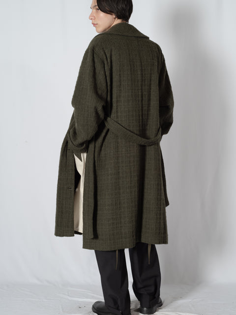 SHAGGIE WOOL CHECK WRAP COAT