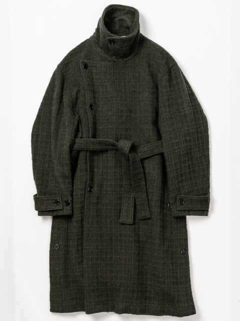 SHAGGIE WOOL CHECK WRAP COAT