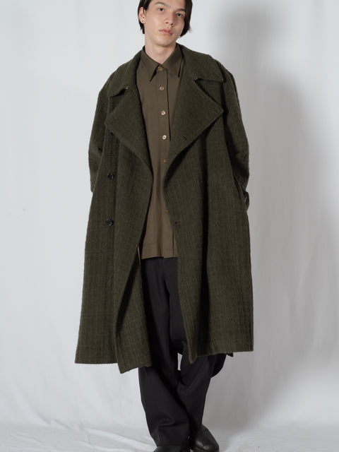 SHAGGIE WOOL CHECK WRAP COAT