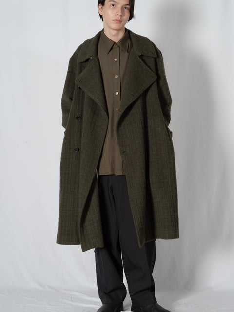 SHAGGIE WOOL CHECK WRAP COAT