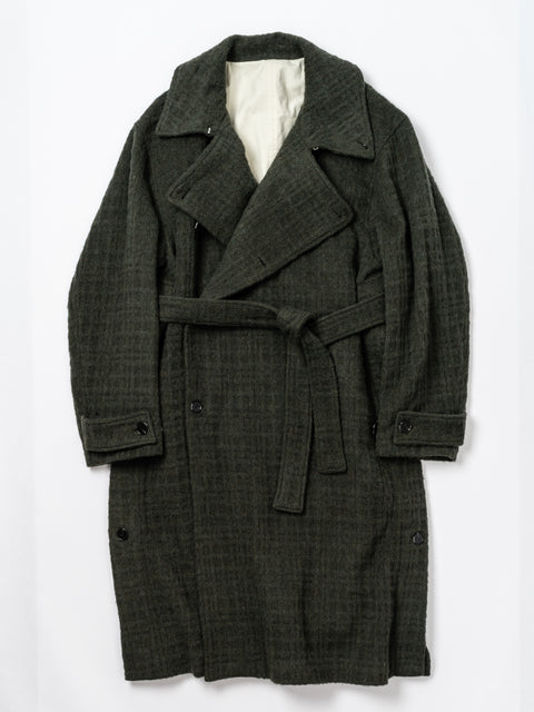 SHAGGIE WOOL CHECK WRAP COAT