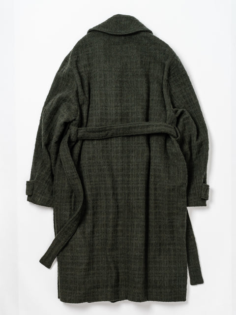SHAGGIE WOOL CHECK WRAP COAT