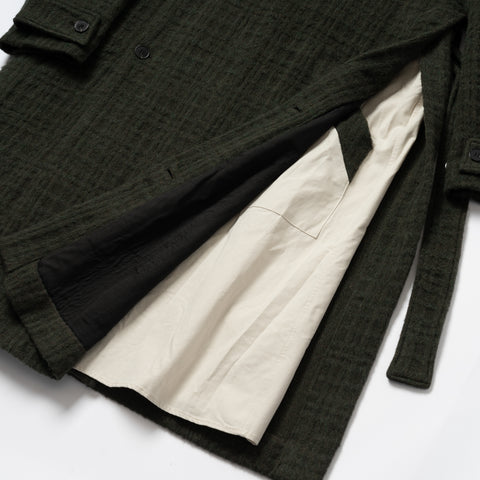 SHAGGIE WOOL CHECK WRAP COAT