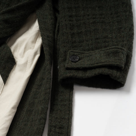 SHAGGIE WOOL CHECK WRAP COAT