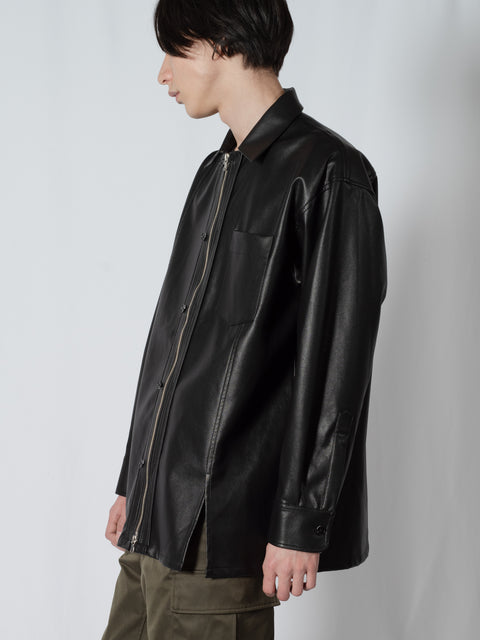 FAUX LEATHER SHIRTS JACKET