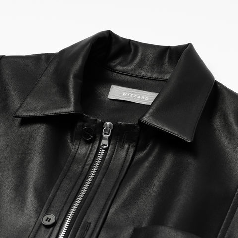 FAUX LEATHER SHIRTS JACKET