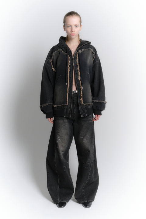 AGING TWISTED DENIM PANTS