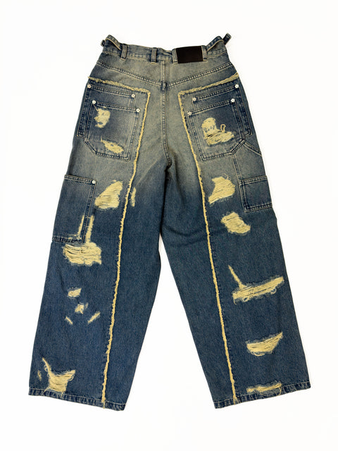 DISTRESSED PAINTER DENIM PANTS