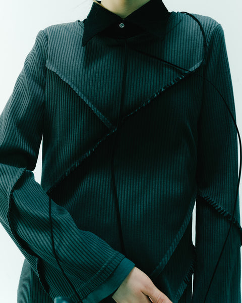 SHIRRING FABRIC SHIRT