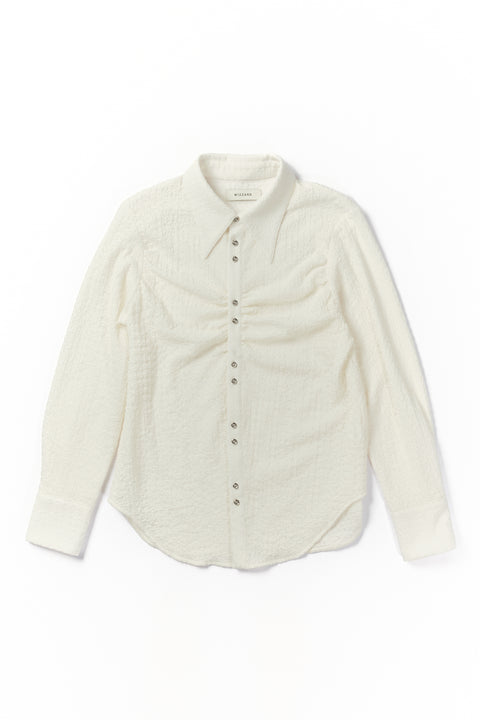SHIRRING FABRIC SHIRT