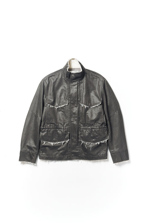 COATED FRAYED MILITARY JACKET