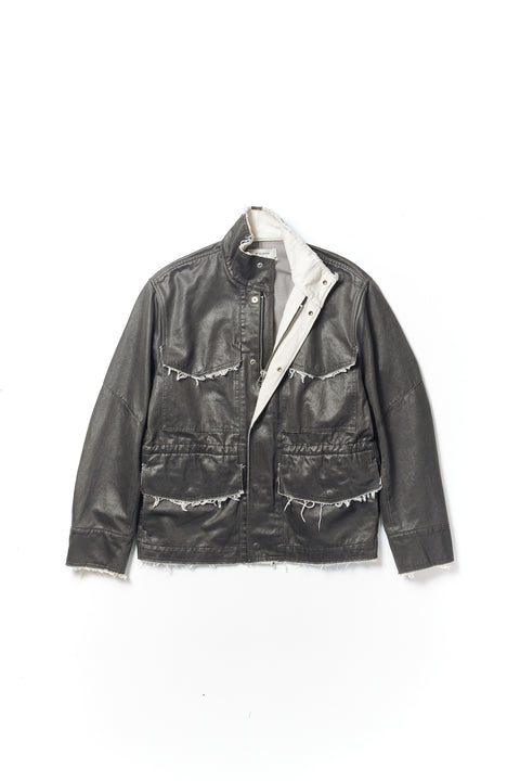 COATED FRAYED MILITARY JACKET