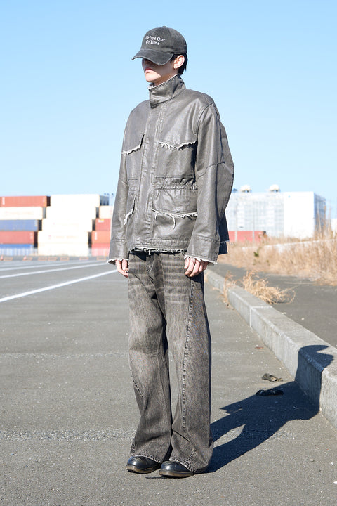 COATED FRAYED MILITARY JACKET