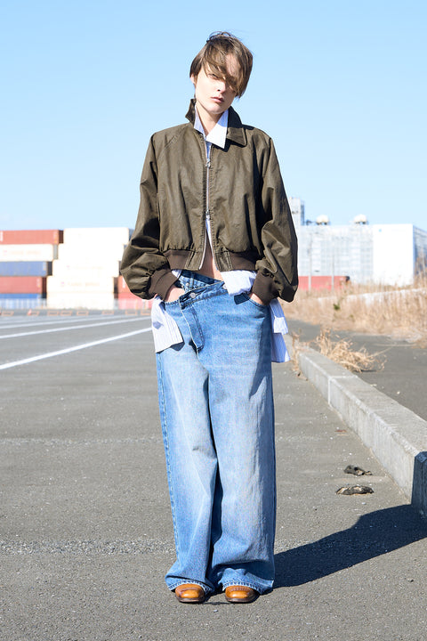 COATING COTTON WIDE SLEEVE BOMBER JACKET