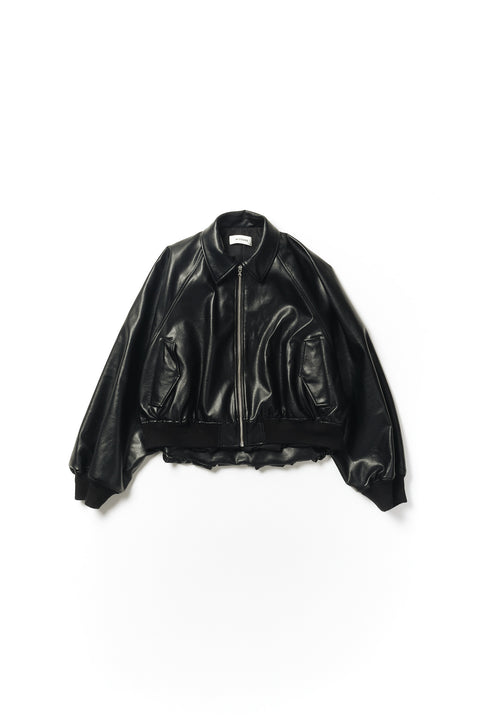WIDE SLEEVE LEATHER BOMBER JACKET