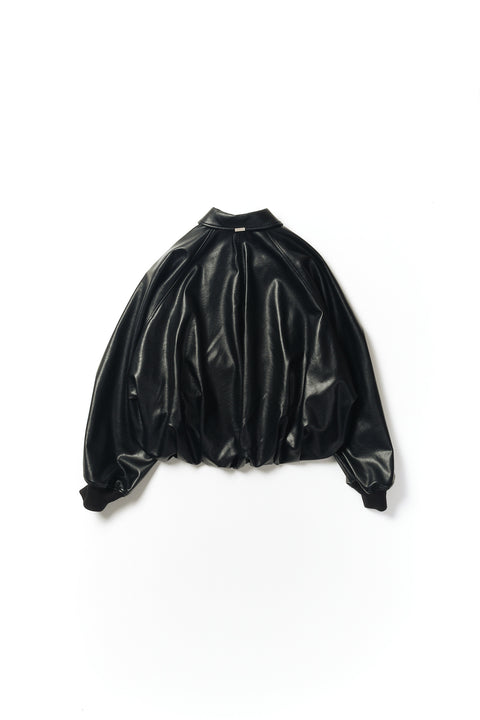 WIDE SLEEVE LEATHER BOMBER JACKET