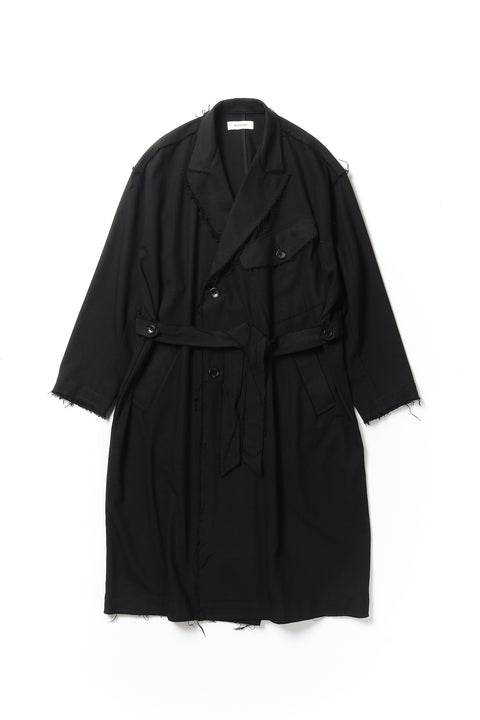 FRAYED DETAIL DOUBLE COAT