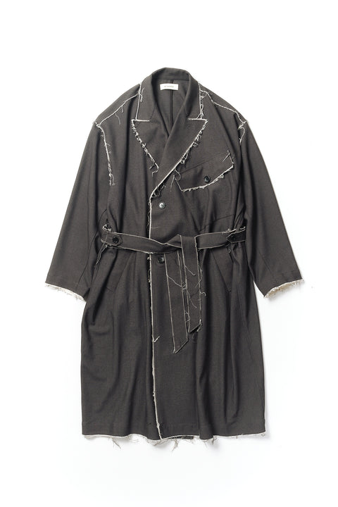 FRAYED DETAIL DOUBLE COAT