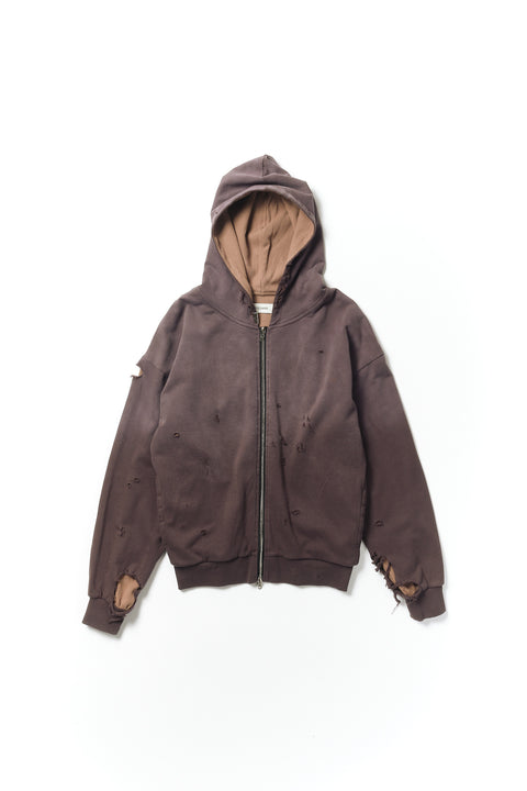 FADED DOUBLE FACE ZIP HOODIE
