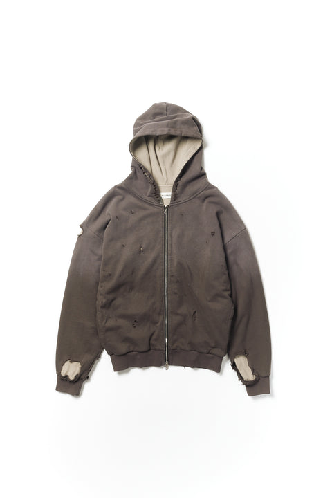 FADED DOUBLE FACE ZIP HOODIE