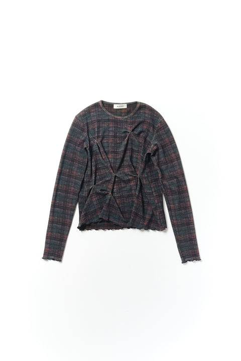 STRUCTURED PIN-TUCK TOP(CHECK)