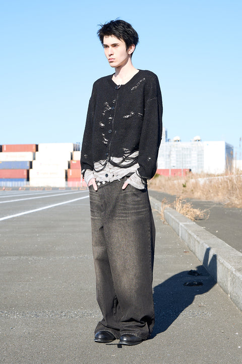 STRUCTURED DAMAGE CARDIGAN