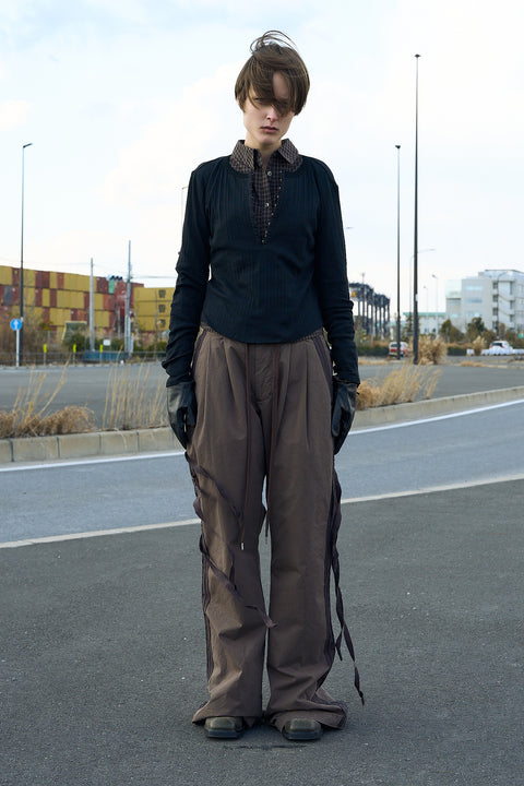 FRAYED TAPE PANTS
