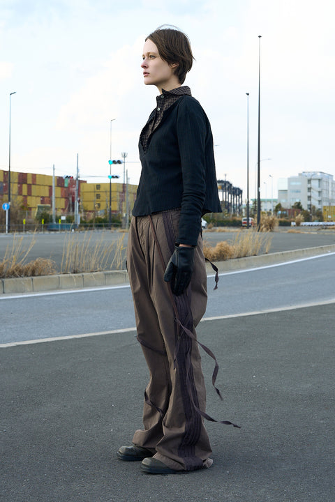 FRAYED TAPE PANTS
