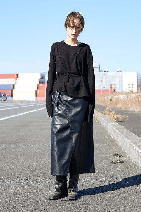NARROW WRAP LEATHER SKIRT