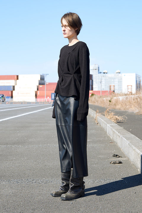 NARROW WRAP LEATHER SKIRT