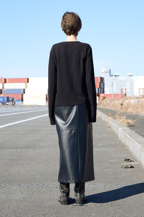 NARROW WRAP LEATHER SKIRT