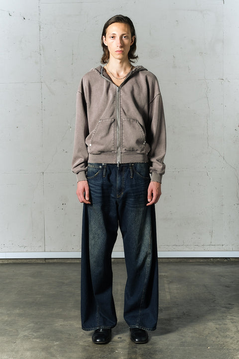 AGING TWISTED DENIM PANTS