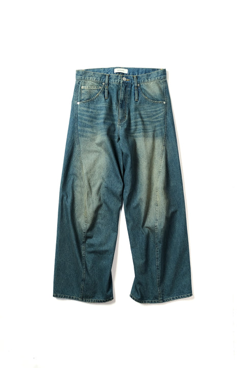 AGING TWISTED DENIM PANTS