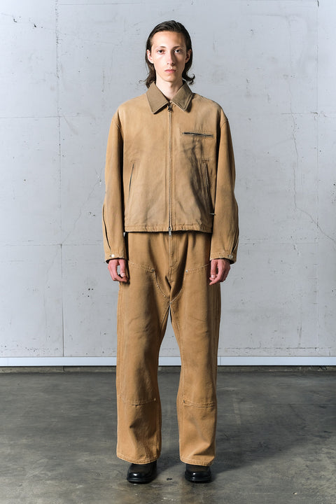 DOUBLE KNEE MOTION PLEAT CANVAS PANTS