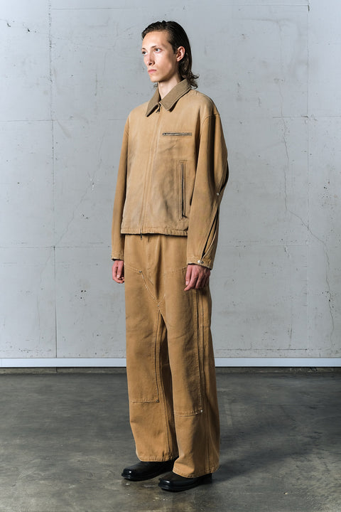 DOUBLE KNEE MOTION PLEAT CANVAS PANTS