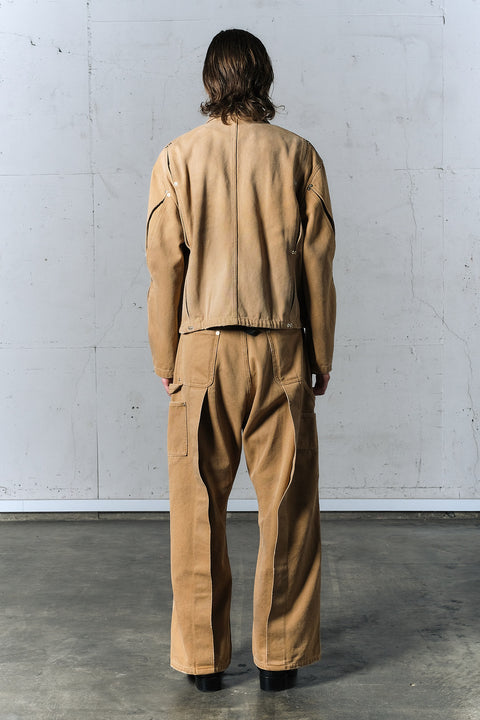 DOUBLE KNEE MOTION PLEAT CANVAS PANTS