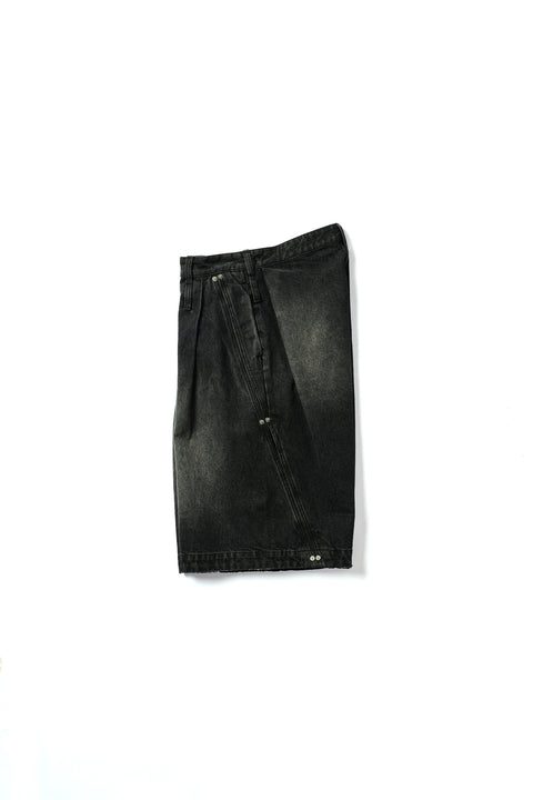 MOTION PLEAT WIDE DENIM SHORTS