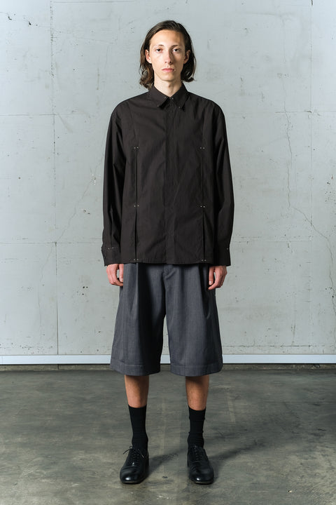 STUDDED MOTION PLEAT BROAD SHIRT