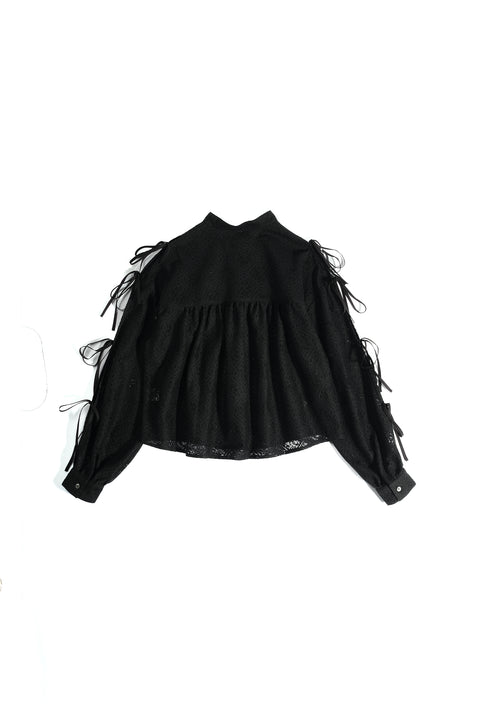 LACE TIE-SLEEVE SHIRT